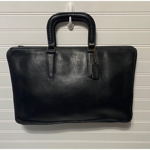 Coach Vintage Bonnie Cashin Black Slim XL Briefcase Shoulder Bag NYC 17 x 10 - Picture 1 of 13